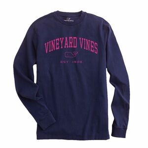 NWT Women's Heritage Vineyard Vines Long-Sleeve Tee Deep Bay/Fuschia Size XS